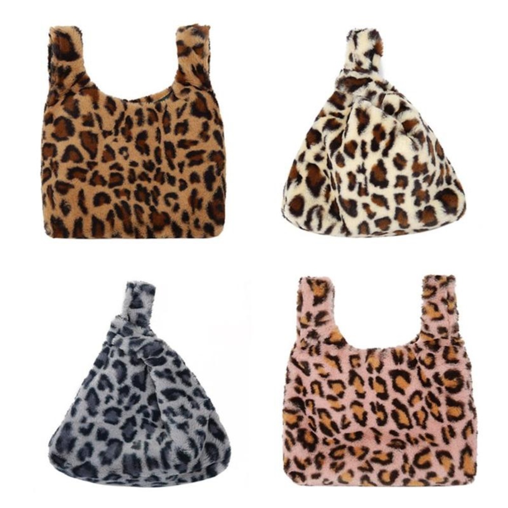 DESIGN LAB Leopard Faux Fur Tote Bag Small